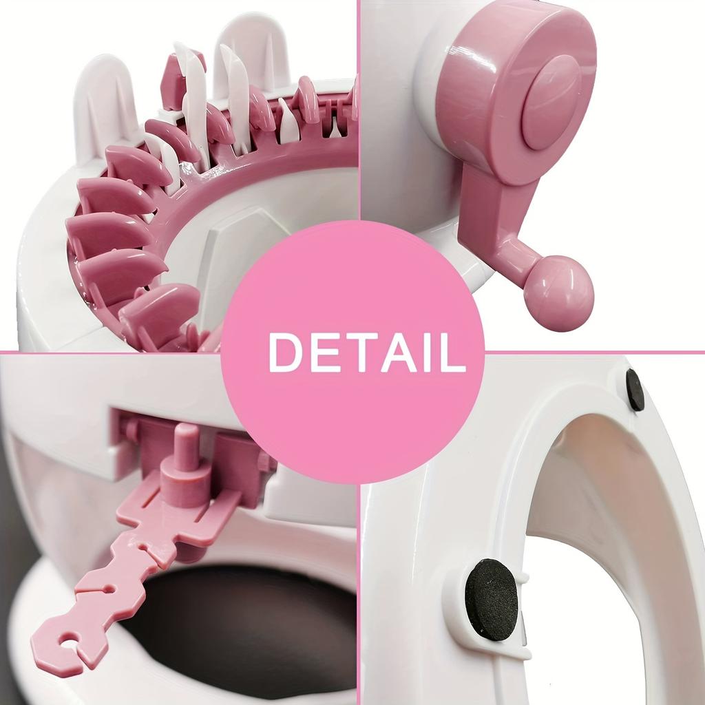 [Bærbar strikkemaskin] Manuell strikkemaskin - Bærbar, roterende doble nåler for nybegynnere og eksperter, kompakt strikkebrett for luer, skjerf