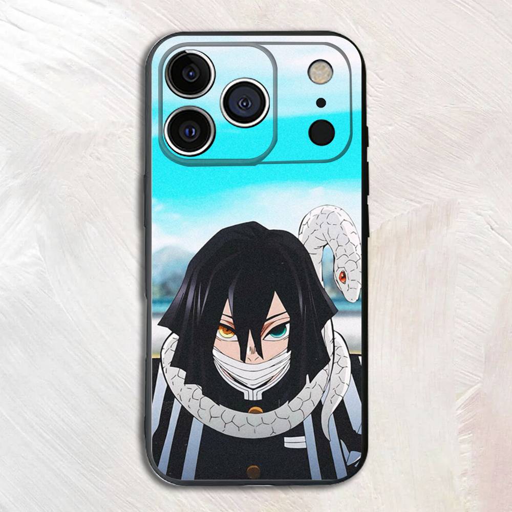 Creative D-Demon Anime Obanai Iguro Silicone Soft Phone Case For iPhone17,16,15,14,13,12,11 Pro Max Plus mini XS XR SE Cover