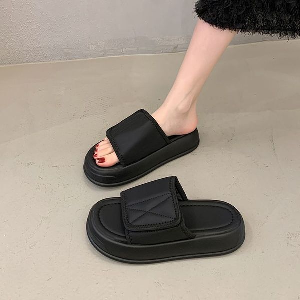 Fashion Slippers Casual Summer Women's Shoes Pantofle Slides Shale Female Beach Luxury 2025 Sabot Soft Flat Leisure Hook & Loop Female S