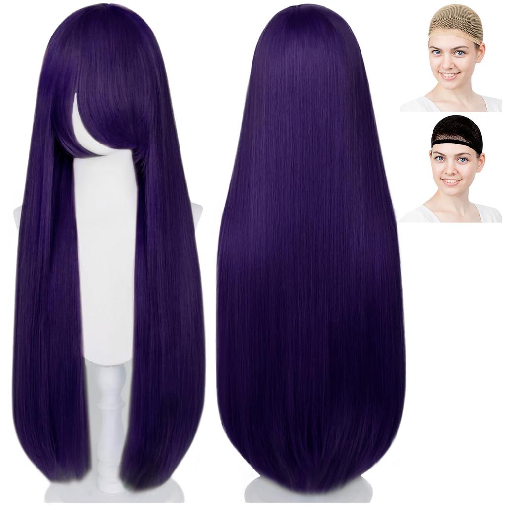 CaseEden Cosplay Wig, Premium, Smooth, Straight, Long, 100cm, Dark Purple (WIG6159)