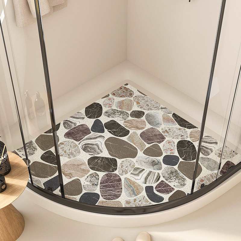 Cartoon Fan-shaped Shower Room Anti-slip Mat Bathroom Floor Mat Bathroom Bath Anti-slip Mat Curved Wire Ring Foot Mat
