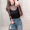 Half High Collar Mesh Base Sweater for Women In Autumn and Winter with A Pile of Collars and Gauze Underneath Sexy Lace Top