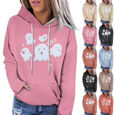 Women's Fashion Casual Long Sleeve Halloween Printed Hooded Sweatshirt