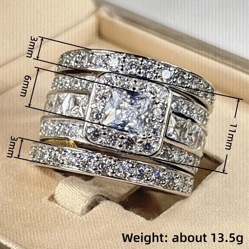 Huitan Brilliant /Set Rings for Wedding Delicate Stylish Women Finger Accessories Charming Graceful Engagement Party Jewelry