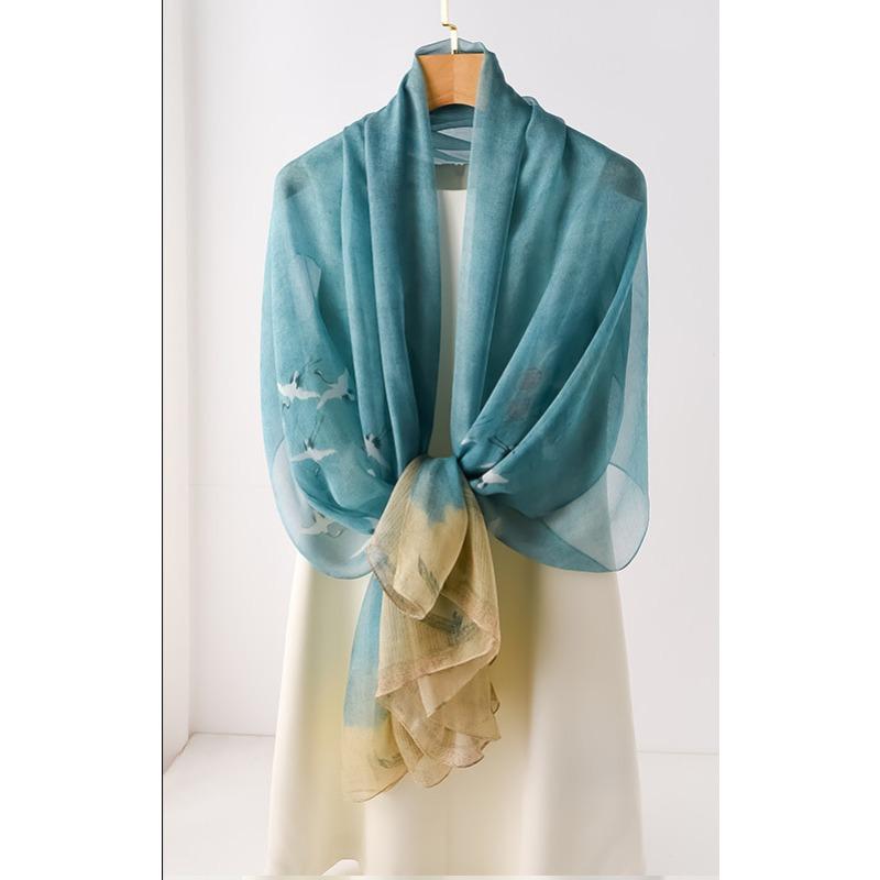 New Large Yarn Scarf Emulated Silk Scarf High-end Spring and Summer Sun Protection High-end Mother Thin Fashion Scarf