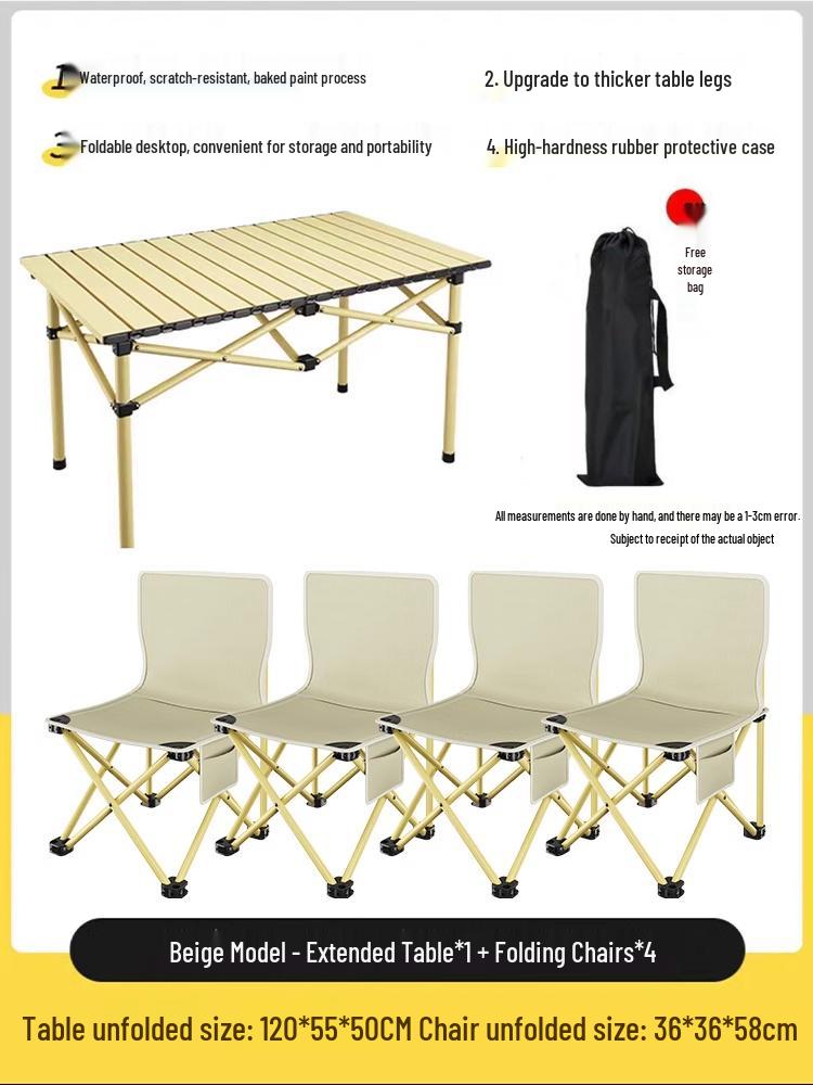 Portable Folding Table and Chair Set for Camping, Picnics, Beach, Barbecue, Car, or Sketching