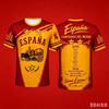 Men Two-Star Spain Commemorative Football Jersey Sports Tee