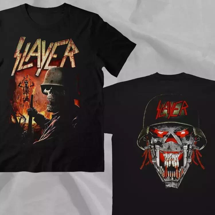 SLAYER Band Soldier Black Retro 90s Double Sided T-Shirt Unisex T-Shirt XL