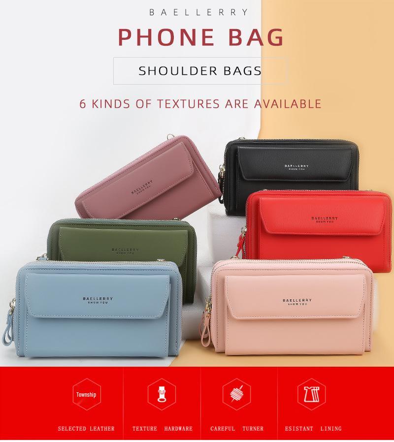 Borsa a tracolla mini da donna con doppia cerniera stile coreano - Porta telefono cellulare e portafoglio quadrato piccolo di alta gamma