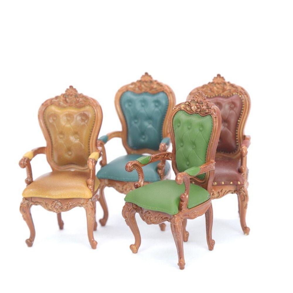 1/12 Scale Miniatures Furniture Mini Retro Doll Dining Chair Dollhouse Chairs Micro Landscape