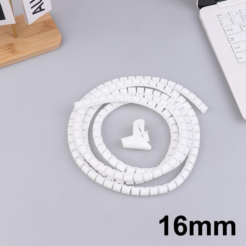 2m Cable Organizer Flexible Spiral Cable Wire Protector Computer Cord Protective Tube Clip Organizer Management Tools 16/10mm