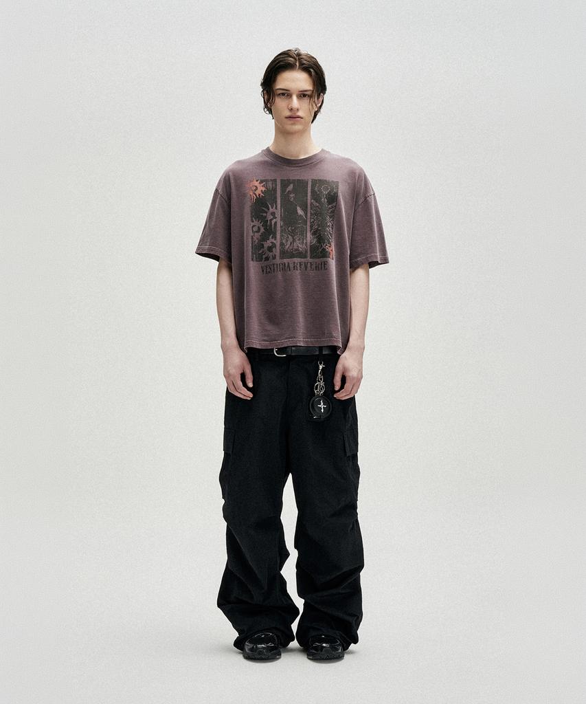 NOT4NERD Omens Pigment Loose Cropped T-Shirts - Purple