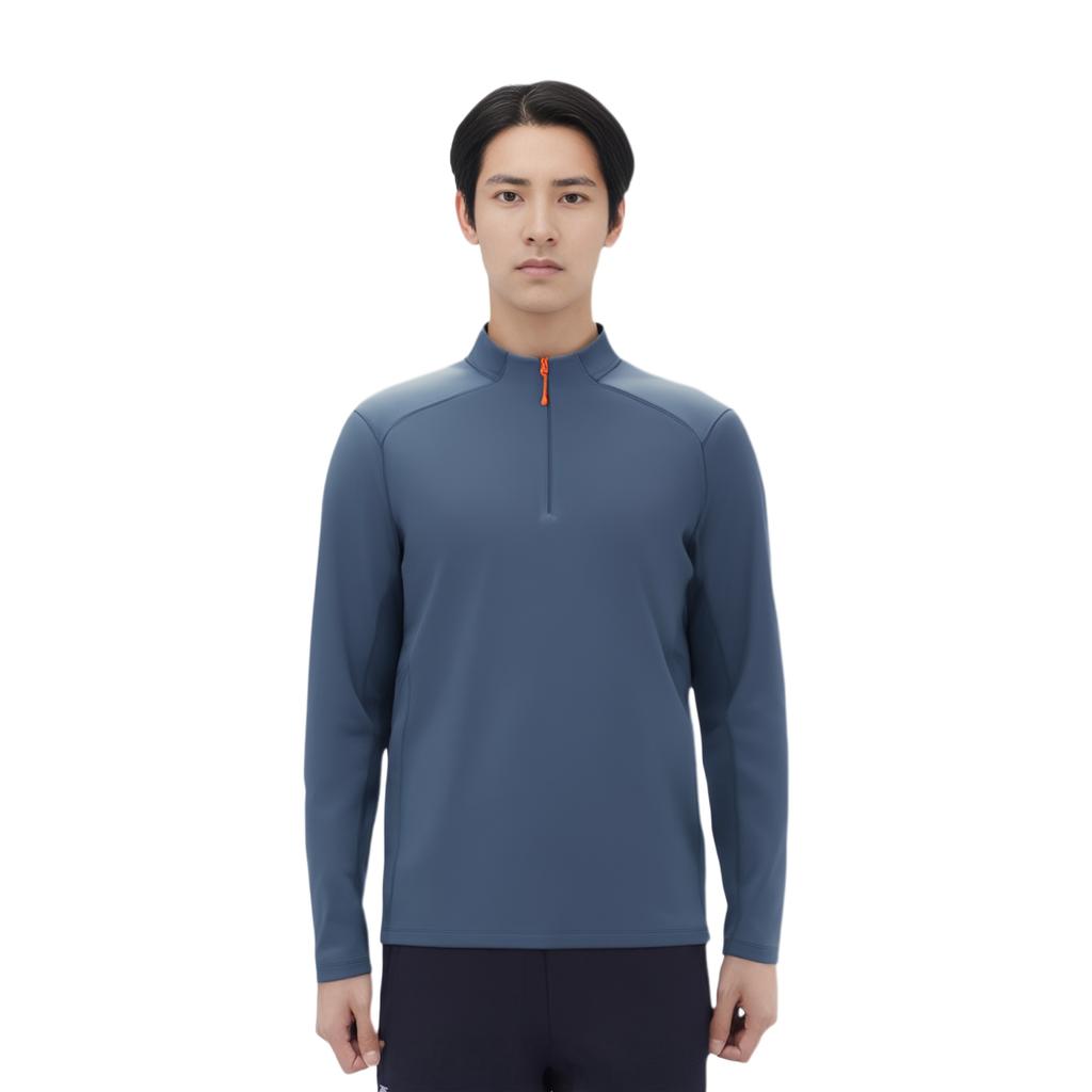 Anta Simple Stand Collar Comfortable Soft Casual Solid Color Versatile Long Sleeve T-Shirt Men Tops 152530412-2