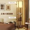 Floor Lamp with Shelves, 4 Layer Standing Lamp with USB Ports, 3 Colour Temperature, Rustic Brown