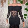 Summer New European and American Off-shoulder Lace Cutout Dress with Waist and Hip Support