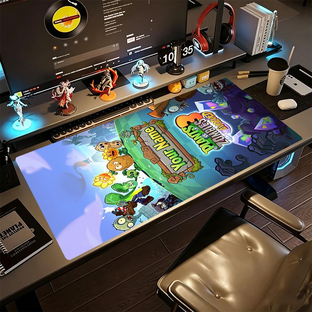 Plants Vs. Zombies Customizable Name Mouse Pad Office Mouse Mats Ultra-Long Desk Mat Non-Slip Rubber Bottom Gaming Accessories Ideal Gift for Gamers