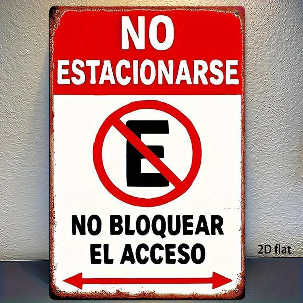 Vintage Metal Tin Sign Spanish No Parking Retro Wall Decor for Home Office Garage Bar