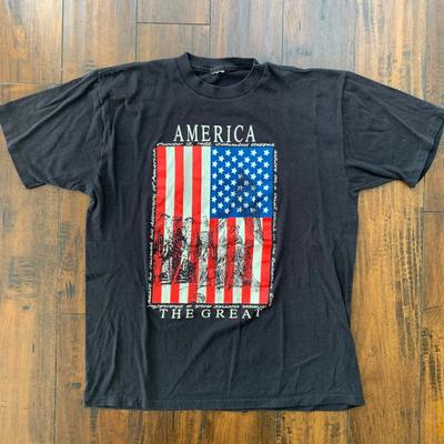 Amerika Das Große Vintage T-Shirt USA Patriotisch 4. Juli 90er Single Stitch Rap