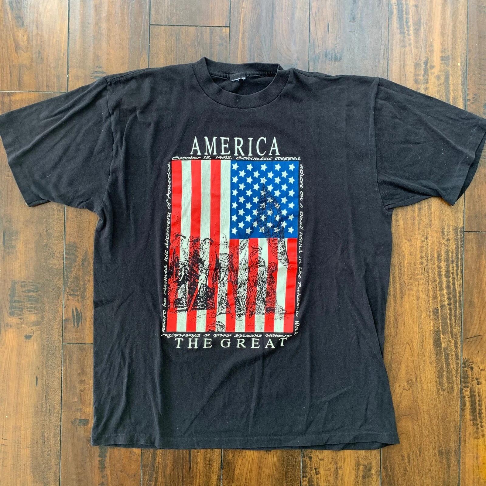 

America The Great Vintage T Shirt USA Patriotic 4th July 90s Single Stitch Rap 4XL