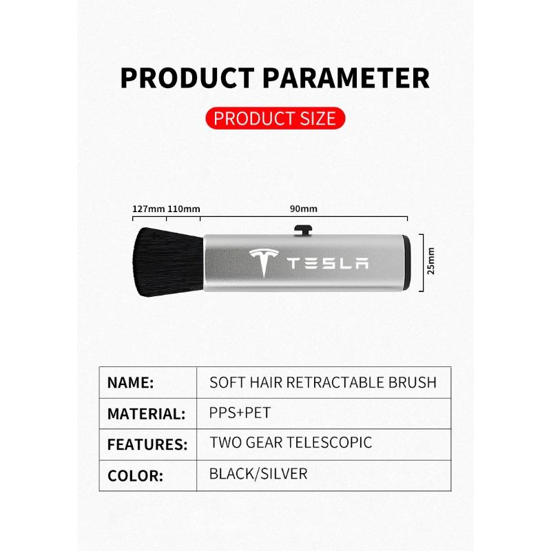 1Pcs Car Interior Cleaning Brush Telescopic Small Soft Brush Accessories For Tesla Model S Model X Model Y Model 3 Roadster SpaceX