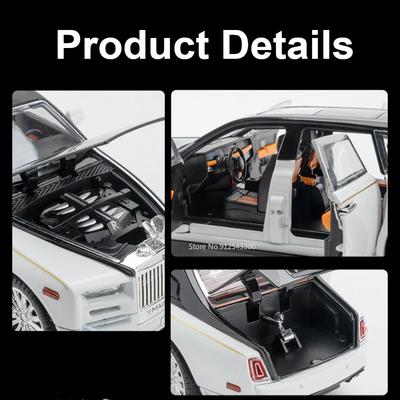 1:24 Ölçekli Rolls Royce Phantom Oyuncak Model Araba Alaşım Döküm Işık Ses Kapılar Açılır Amortisörlü Araçlar Koleksiyonu Hediyeler