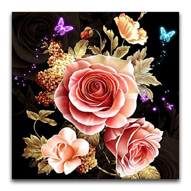 5D DIY Diamond Flower Arrangement Flower Vase Cross Stitch Diamond Embroidery