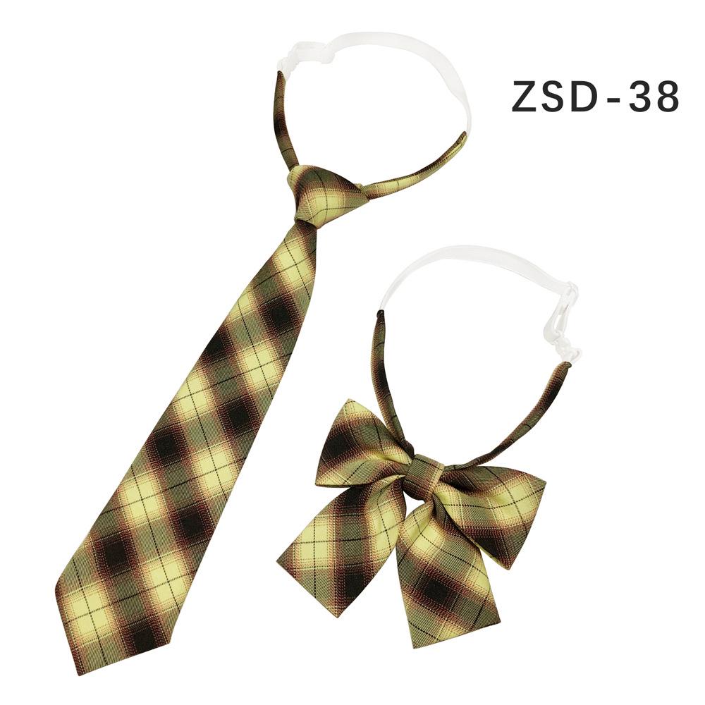 Unisex JK Collar Plaid Bowknot Flower Set - Polyester Cotton Student Uniform Accessory