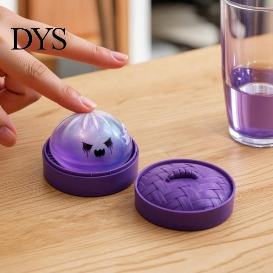 Mini Steamer Pretend Play Set Ghost Dumpling Stress Ball with Steamer, Maltose Slow Rising Squeeze Toy, Interactive Food Shape Toys Halloween