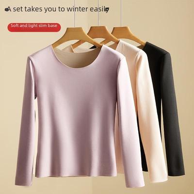 Sous-vêtements thermiques sans couture en velours allemand pour femmes: Auto-Chauffant, Chemise Épaisse Chaude en Velours Plus à Manches Longues pour Automne/Hiver, Grande Taille.