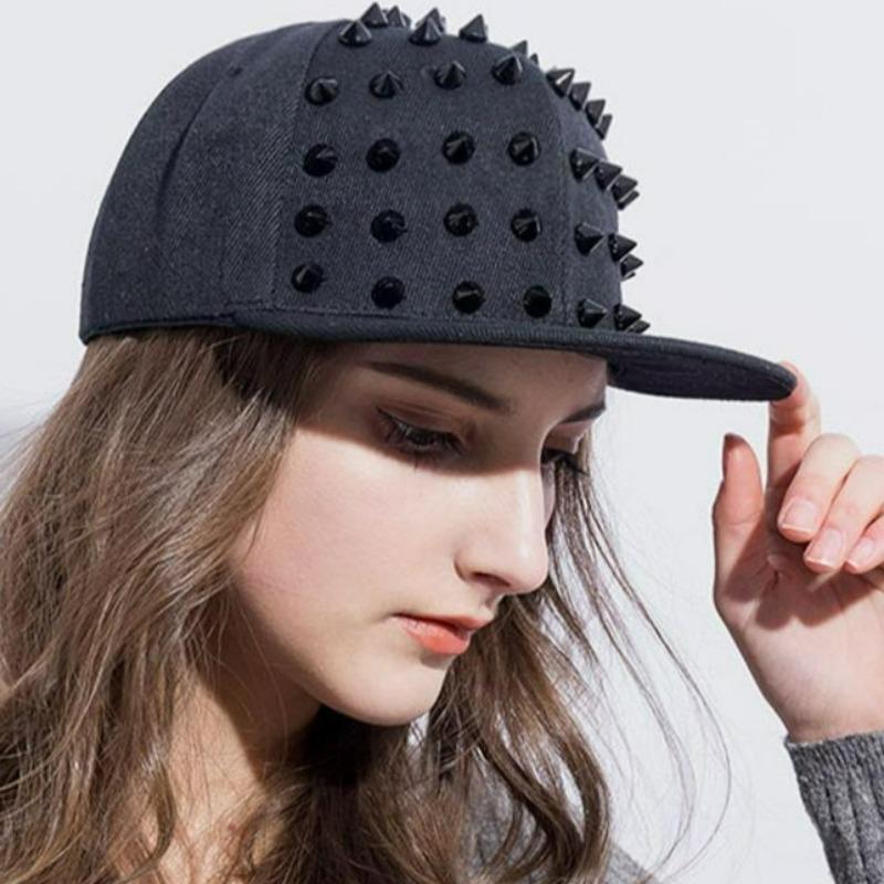 2026 Unisex Fashion Rivet Flat Hat Punk Rock Hip Hop Stud Baseball Caps Y2K Snapback Cap Outdoor Sports Adjustable Hats Gorras