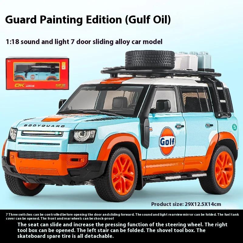 

Модель автомобиля Land Rover Defender Painted Edition из легкого сплава в масштабе 1/18 со светом и звуком — аутентичная реплика для детей и коллекционеров синий