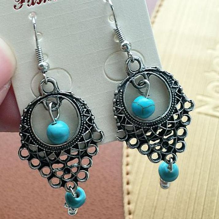 2020 New Fashion Personality National Wind Retro Droplets Earrings Zircon Wholesale Beaded Long Earrings Wholesale Women
