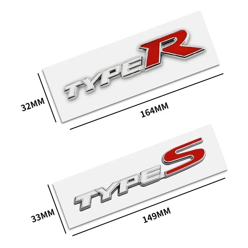 FIQ1 3D Metal Types Type S R Logo Letters Car Trunk Badge Decal For Honda S Fit City Civic Accord CRV HRV Emblem Sticker Accessories