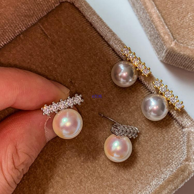2025 Trendy 925 Silver Zircon Pearl Stud Earrings: Light Luxury for Women