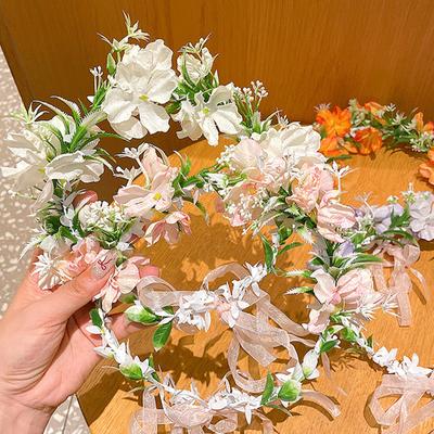 Bohemian Style Floral Wreath Headpiece For Women Elegant Handmade Flower Headband Portable Beach Travel Garden Photography Props