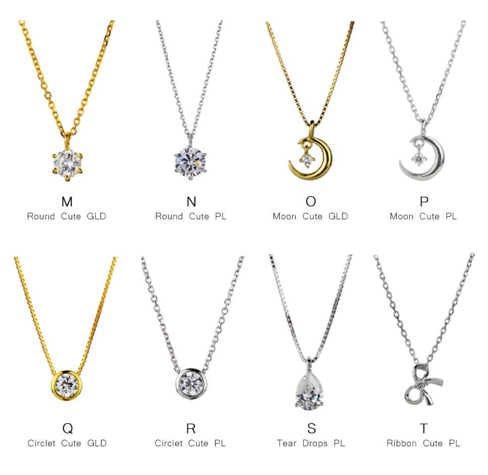 Moon Cute Platinum Necklace Made In Italy Azuki Chain Zirconia Silver 925 Birthday Present Gift Popular Adult Gift BOX Included [Matthewmark] Women's