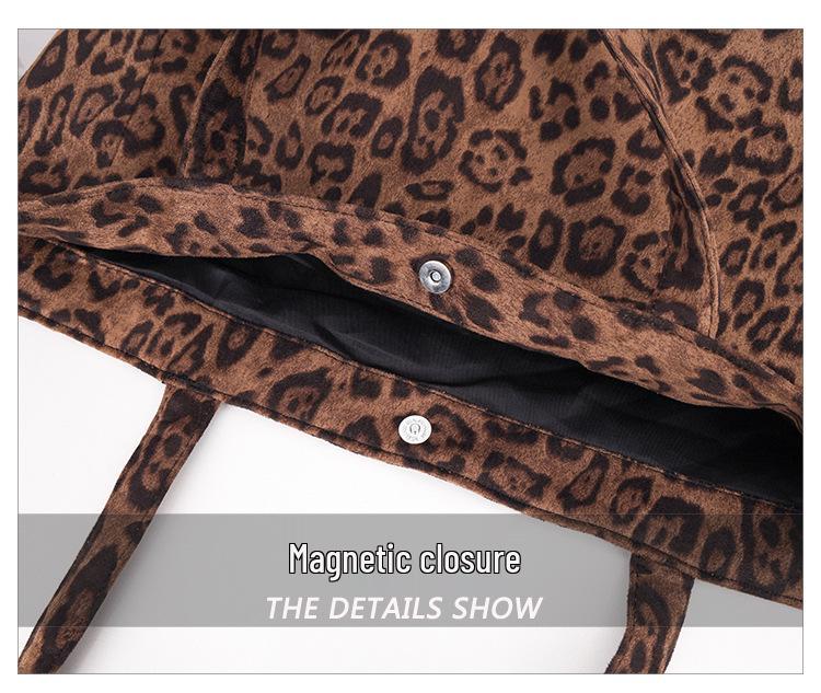 Leopard Print Large Capacity Tote Bag - Versatile Autumn/Winter Shoulder & Commuter Handbag