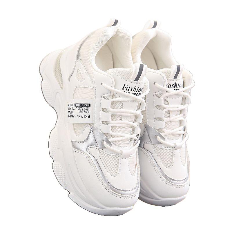 2025 increase the height of dad shoes, children's spring and autumn new versatile thick-soled soft leather explosion, thin casual sports shoes trend