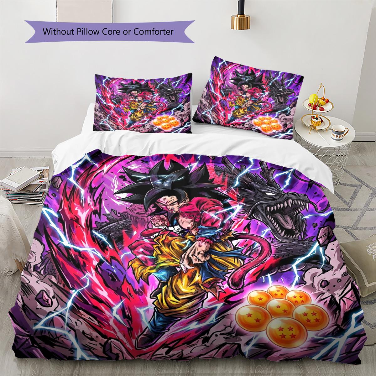 

Dragon Ball Goku Pattern Bedding Quilt Set Quilt Cover Pillowcase Home Decoration Birthday Gift (1 * duvet cover + 2 * pillowcase, without core) 135x200cm