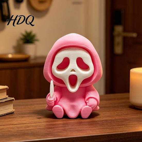 Cute Dark Aesthetic Room Accessories Halloween Ghost Statue Cartoon Skeleton Sculpture 3D Printed Textures Miniature Gothic Home Decoration Compact
