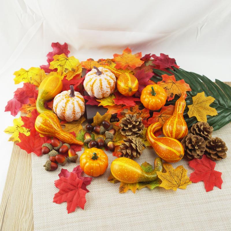 Cross-border Hot Sale Pumpkin & Acorn with Maple Leaf & Pine Cone Decor for Halloween & Photography