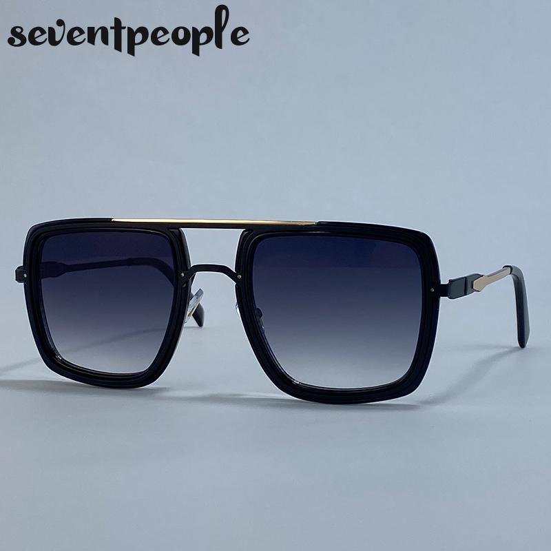 Steampunk Oversized Square Sunglasses Men  Luxury Brand Vintage Metal Outdoor Sun Glasses Trendy Double Beam Shades For Male