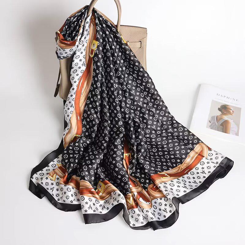 2024 Stylish Korean Brocade Silk Scarf for Women - Versatile Spring/Autumn Shawl