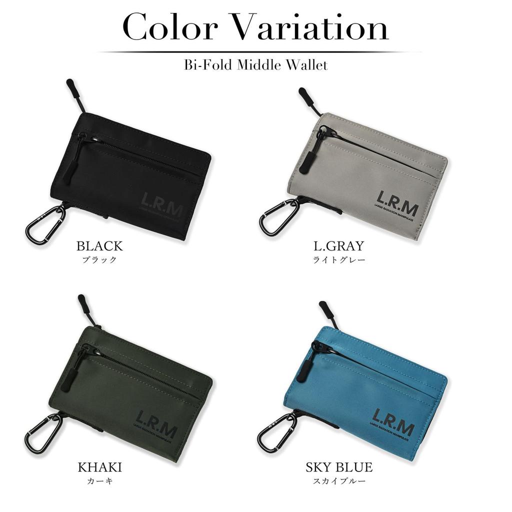 NARU Bifold Large Coin Card Mini Wallet for and and Cool Men's Wallet, Compact, Water-Repellent, Nylon, L-Shaped Zipper, Carabiner, Capacity, Thin,