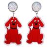 Acrylic Cartoon Animal Earrings - Cute Dragonfly, Red Dog, and Elephant Design for Students & Teachers