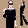 Gold Velvet Sportswear Set - Women's Spring-Autumn Fashion Chic Large-Sized Casual Loose Two-Piece Set