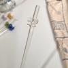 1pc 8mm Glass Straw, Bow Glass Straw Non-disposable Juice Drink Anti-stick Lipstick Straw Reusable Drinking Straws for Festival