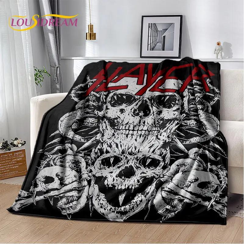 Slayer Heavy Metal Band Weiche Plüschdecke, Flanelldecke, Überwurfdecke für Wohnzimmer, Schlafzimmer, Bett, Sofa, Picknick-Abdeckung, warme Kinder