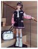 2024 Mädchen Koreanischer Stil Baseballjacke & Plisseerock Set - Frühling/Herbst Trendiges Zweiteiler für Große Kinder