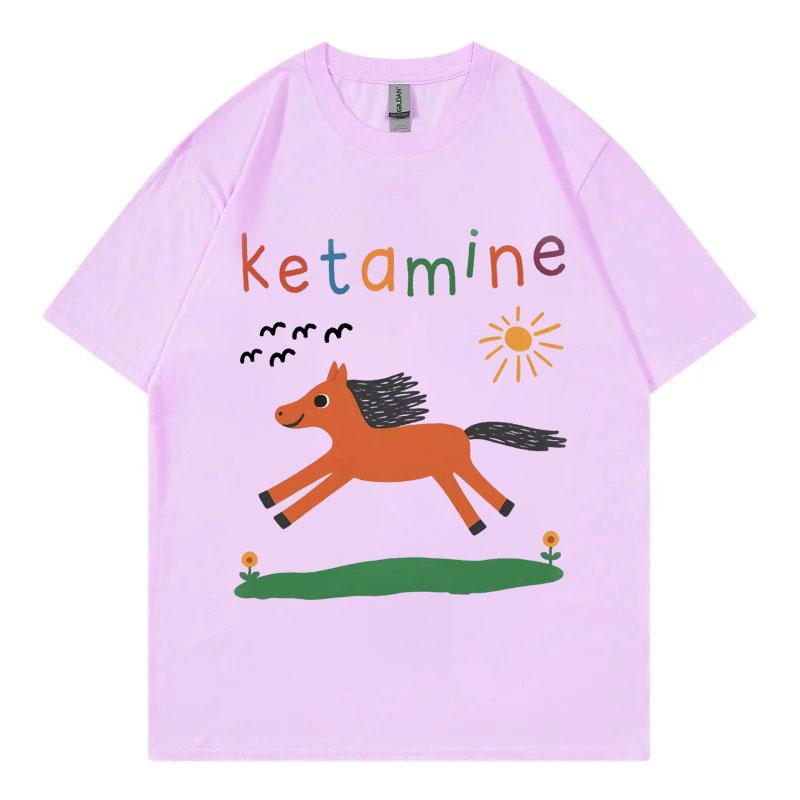 Camiseta Meme Divertido Caballo de Ketamina Ropa para Hombres y Mujeres Harajuku Y2k Camisetas de Manga Corta Moda de Verano Camisetas de Algodón Casuales